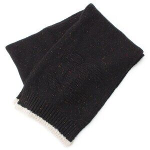 Chanel Cashmere Silk CC Logo Mixed Color Nep Knit Scarf Black